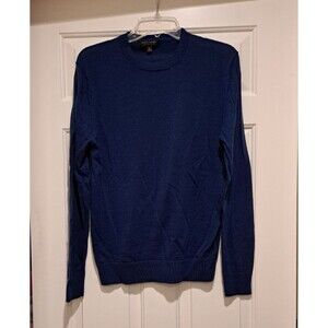 Banana Republic Men's Merino Wool Warm Sweater Blue Crew Neck Cozy Knit Medium